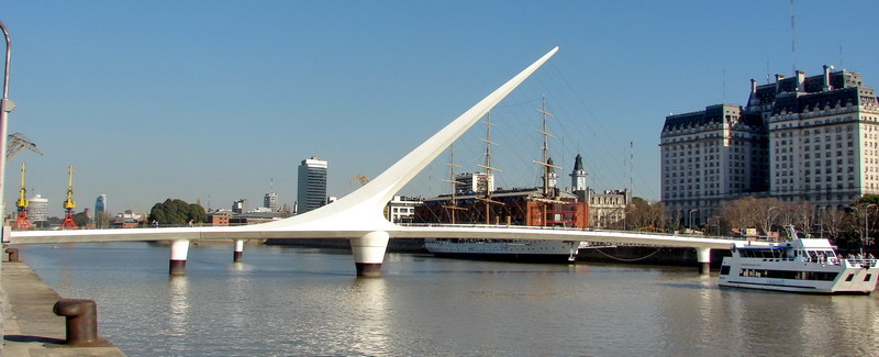 Private tour Buenos Aires woman bridge at Puerto Madero